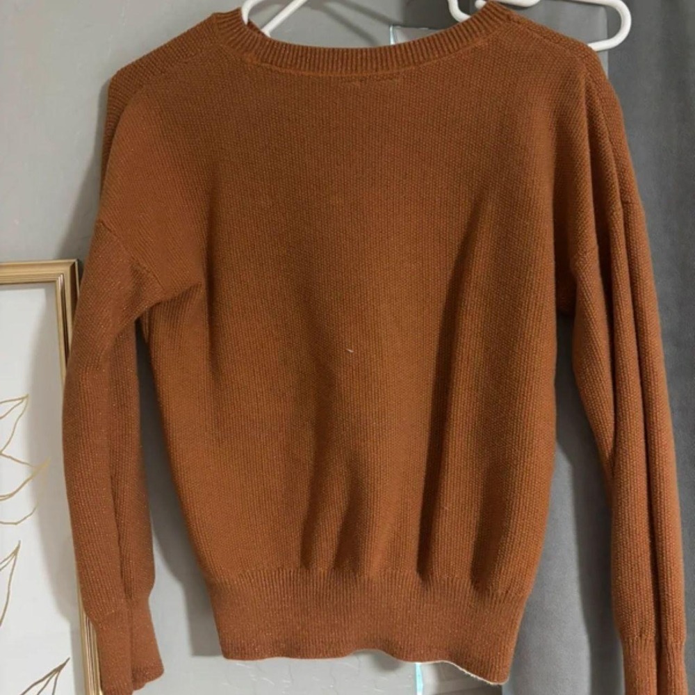 Gap Kids Burnt Orange Shimmer Knit Crewneck Sweater Rust Gold Sparkle XL